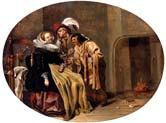 a couple in an interior with a gypsy fortune teller